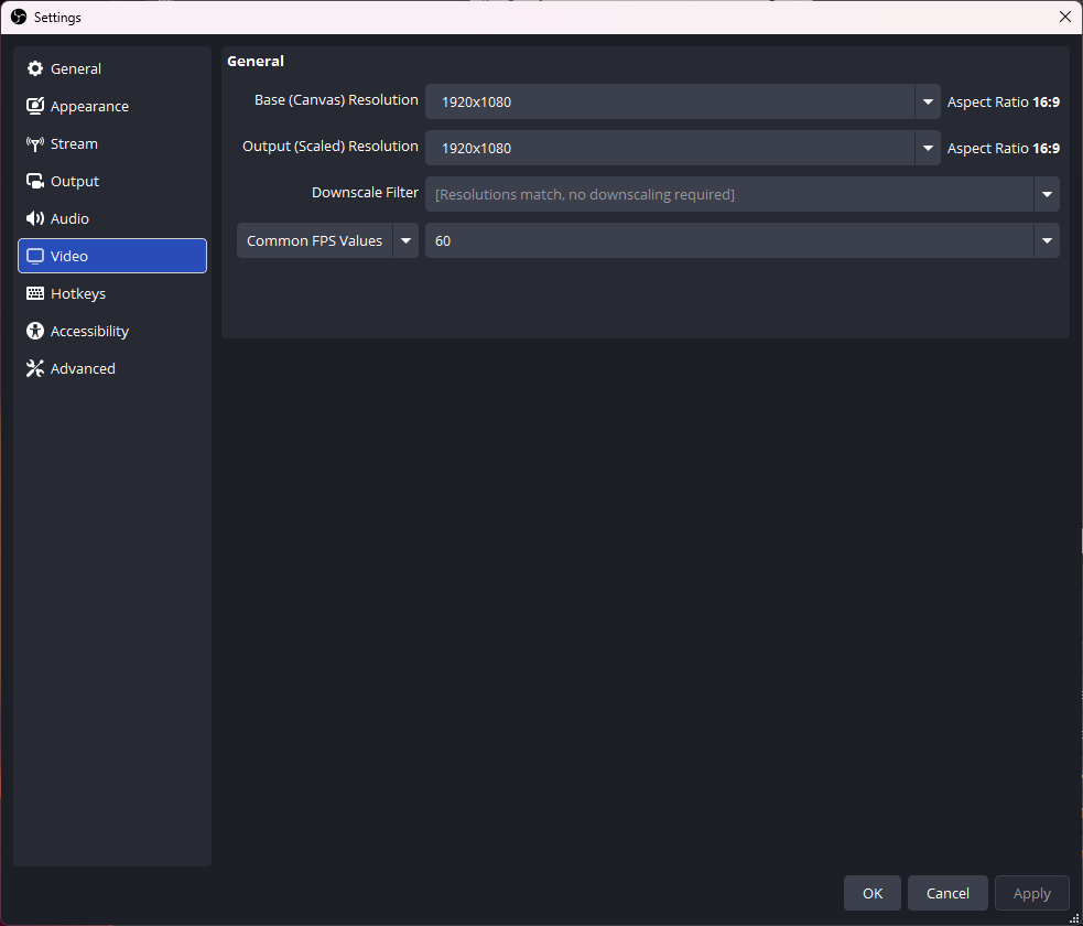 OBS Studio Settings Video